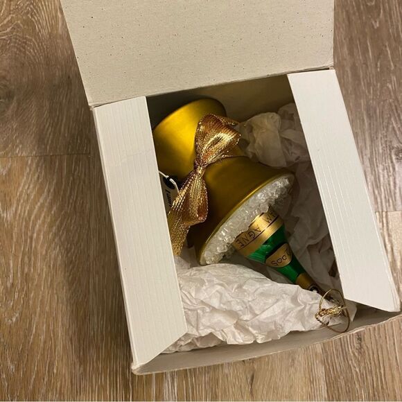 Christmas Vintage blown Glass holiday ornament champagne bucket bottle 2005 5” - Picture 8 of 12